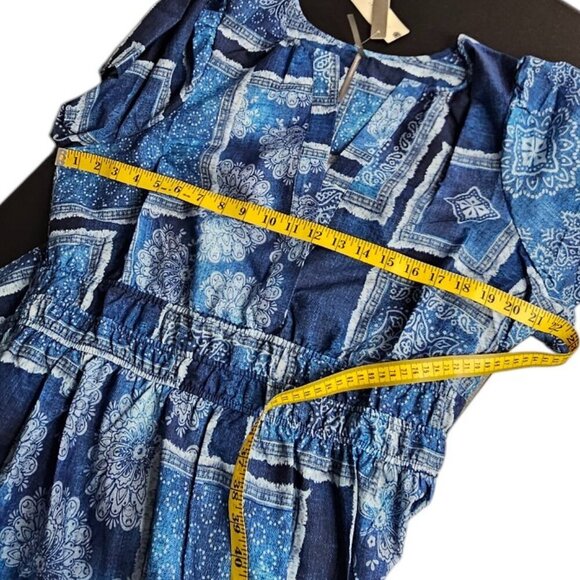 Anthropologie The Somerset Maxi Dress, Short Sleeve, Smocked, Tiered, Blue, XL - Picture 6 of 8